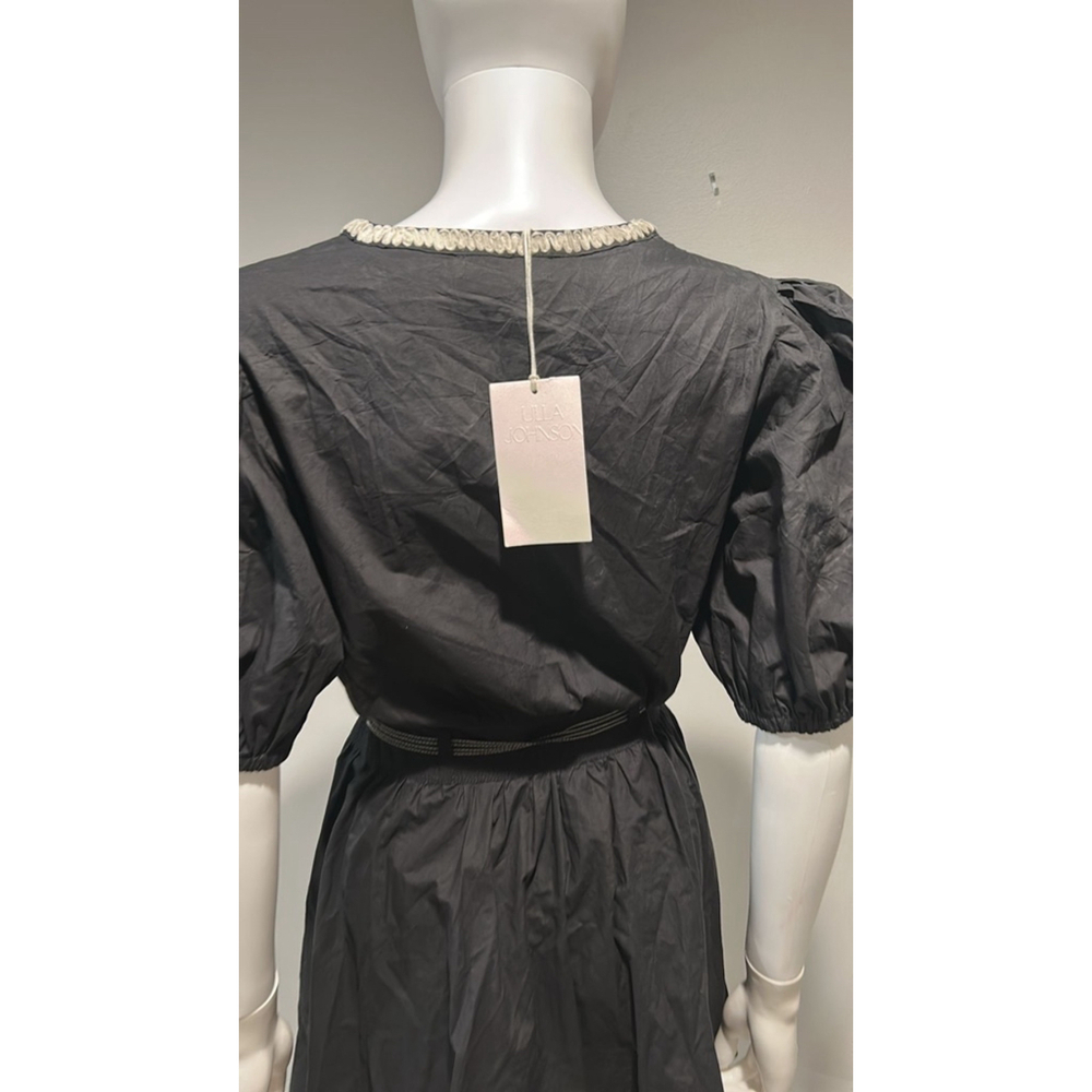 Ulla Johnson Wilda Black Cotton Puff Sleeve Mini Dress Size 12 - Picture 9 of 14